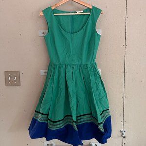 Fendi Green and Blue Flaired Midi Dress
